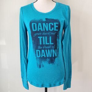 Tek Gear Dry Tek Womens Teal Blue Size Medium Dance Long Sleeve Athletic Shirt‎